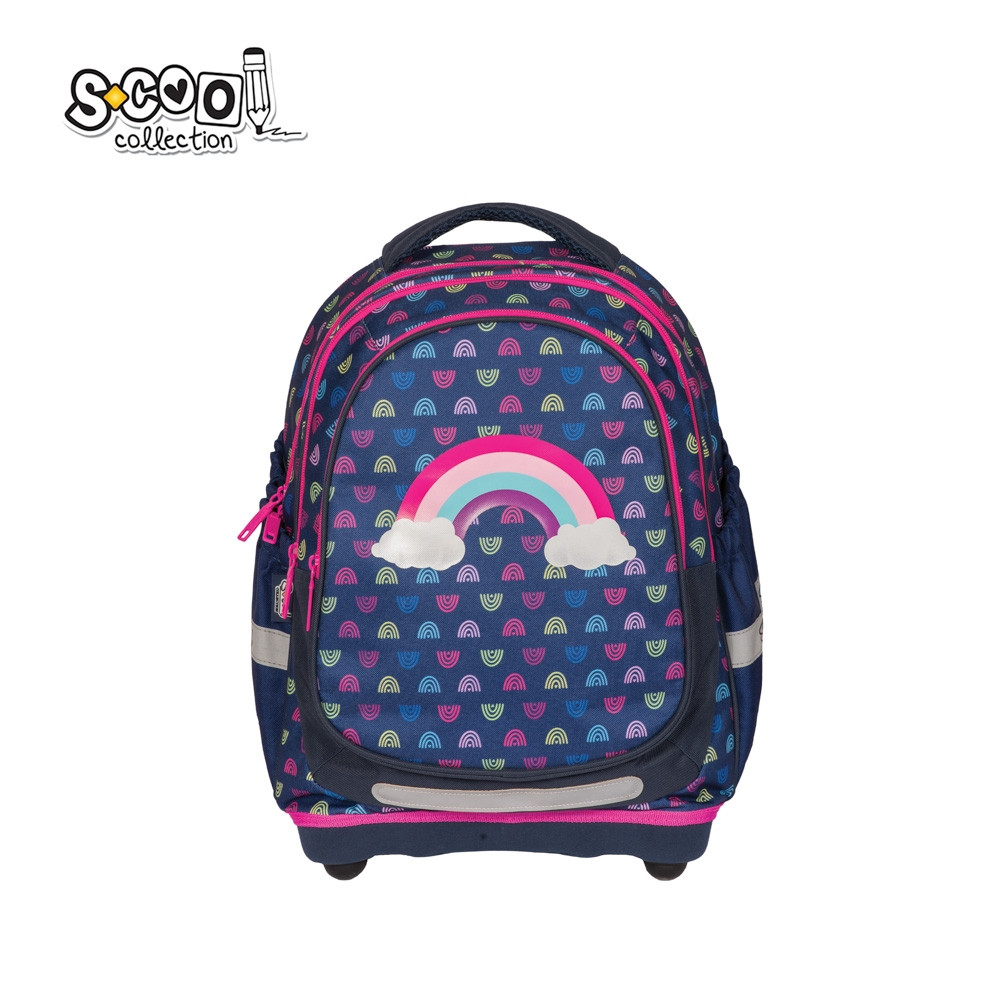 Ghiozdan anatomic cu imprimeu RAINBOW, cusaturi triple, 2 compartimente, catarama antialunecare, spate buretat - imagine 9